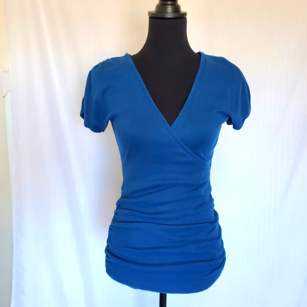 Express XS Sexy Basic Faux Wrap Stretch Top